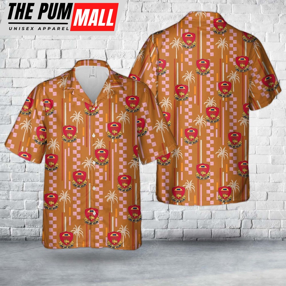 Army Hawaiian Shirt, US Army 376th Parachute Field Artillery Battalion (376th PFAB) Hawaiian Shirt, Military Aloha Shirt