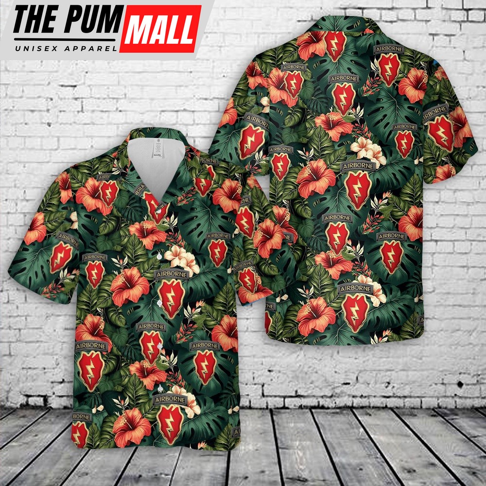 Army Hawaiian Shirt, US Army 4th Brigade Combat Team 25th Infantry Division Airborne Hawaiian Shirt, Military Aloha Shirt