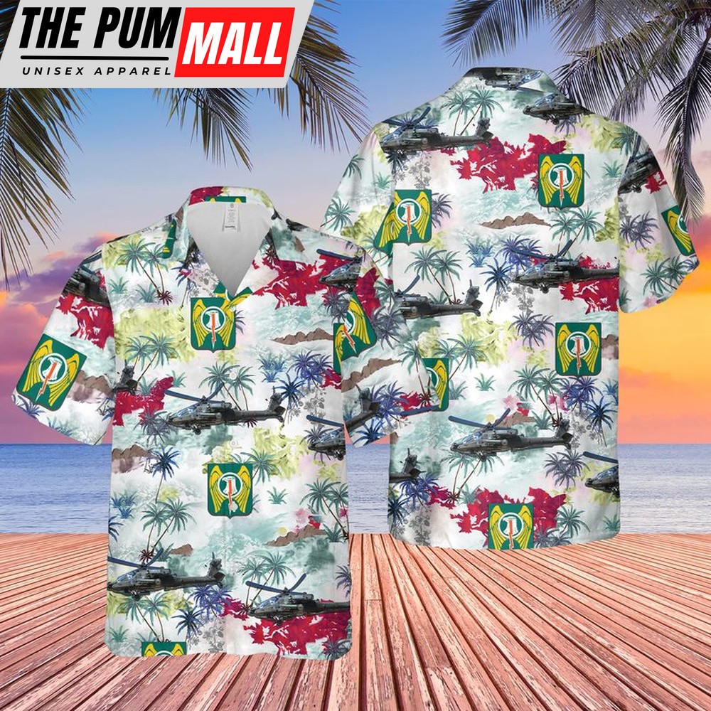 Army Hawaiian Shirt, US Army 501st Aviation Regiment (United States) AH-64D Apache Hawaiian Shirt, Military Aloha Shirt