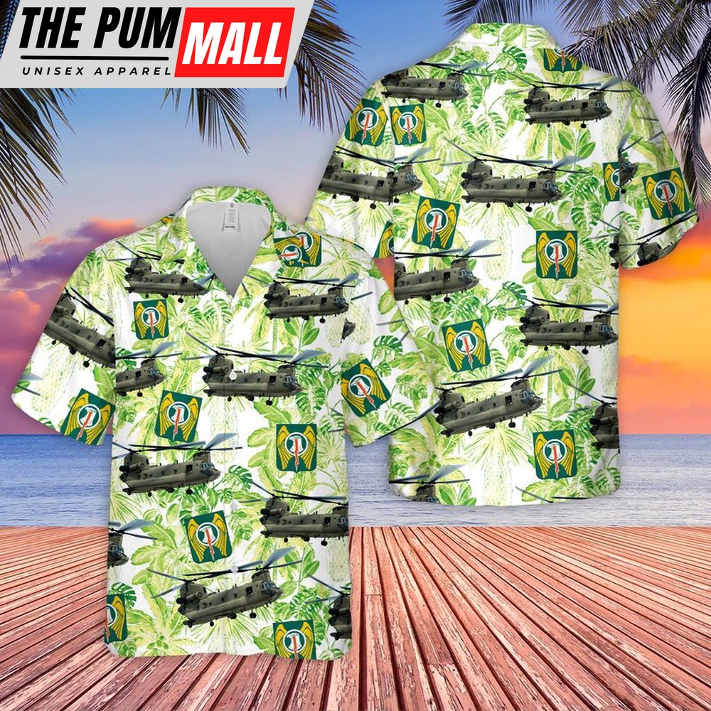 Army Hawaiian Shirt, US Army 501st Aviation Regiment (United States) CH-47F Chinook Hawaiian Shirt, Military Aloha Shirt