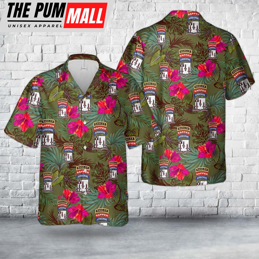 Army Hawaiian Shirt, US Army 54th Brigade Engineer Battalion – Airborne Ranger Sapper Hawaiian Shirt, Military Aloha Shirt
