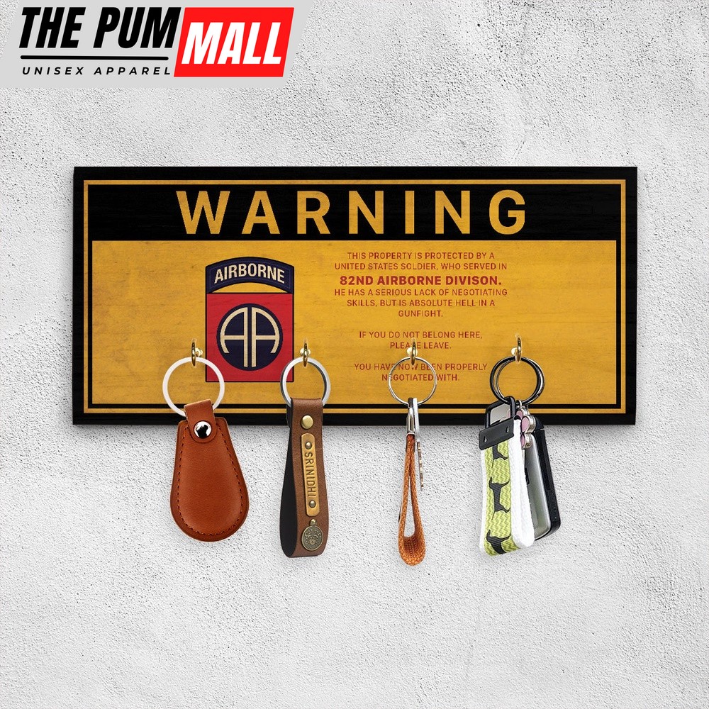 Army Hawaiian Shirt, US Army 82nd Airborne Division Wood Key Holder, Military Aloha Shirt