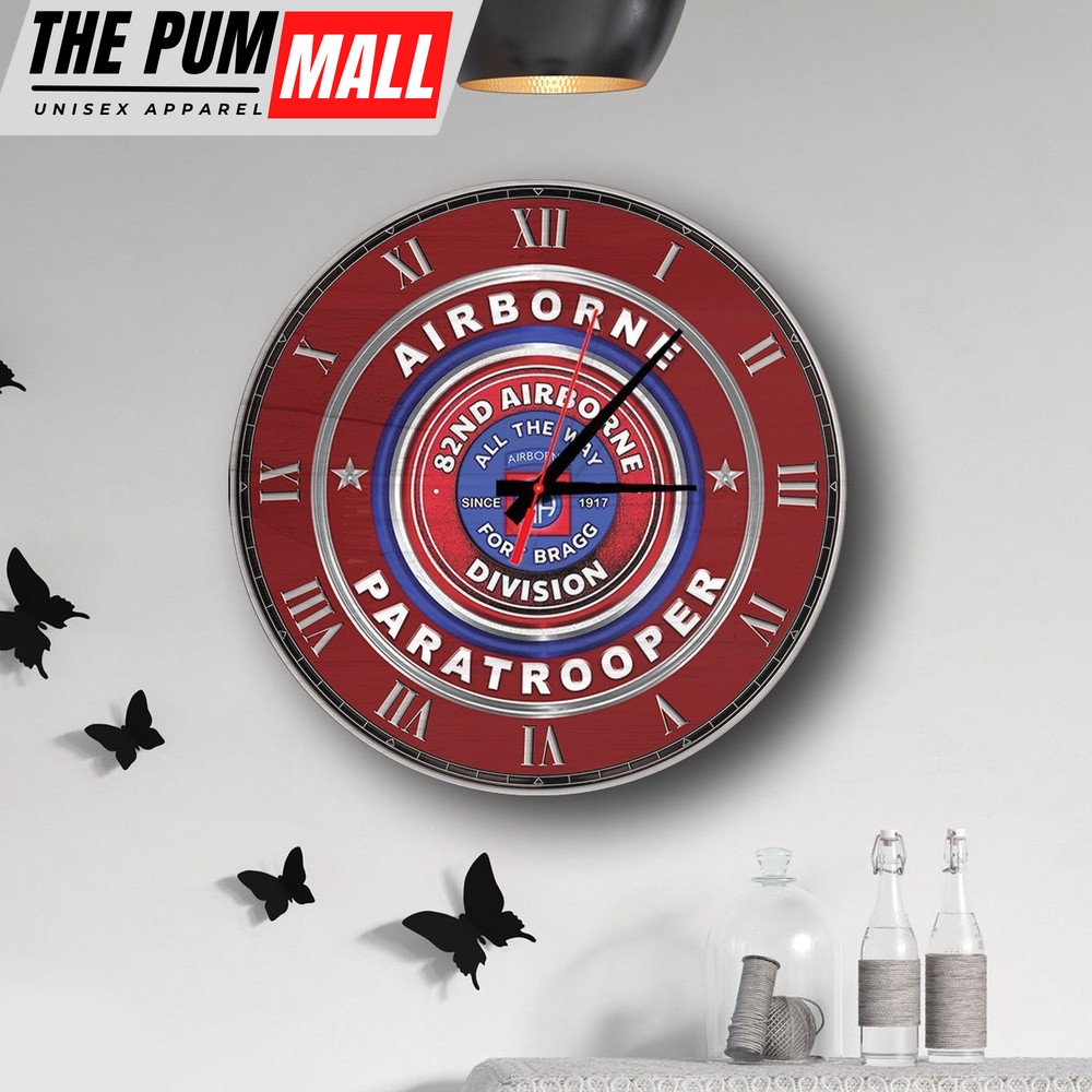 Army Hawaiian Shirt, US Army 82nd Airborne Division Wooden Clock, Military Aloha Shirt