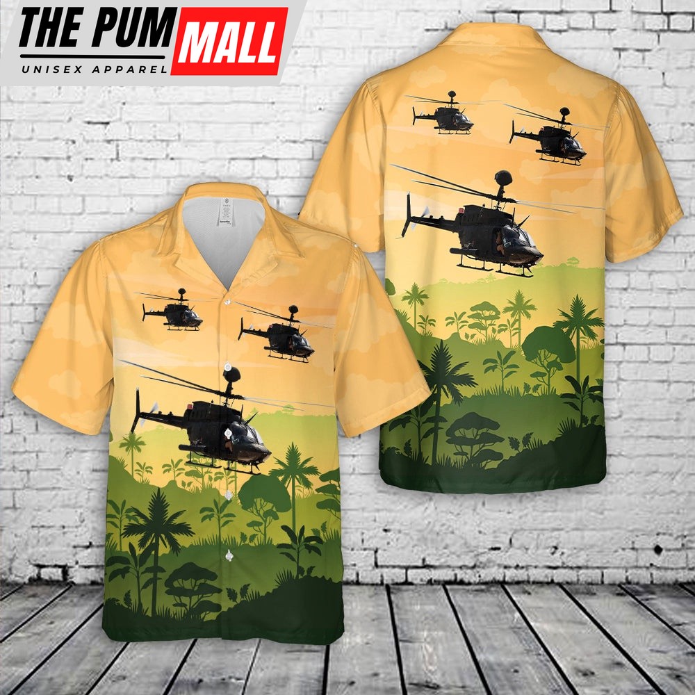 Army Hawaiian Shirt, Us Army 82nd Airborne Oh-58d Kiowa Warrior Hawaiian Shirt, Military Aloha Shirt