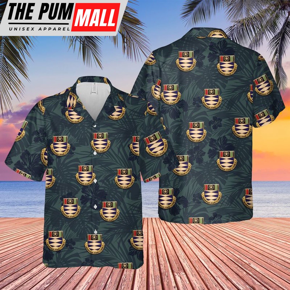 Army Hawaiian Shirt, US Army 95th Supply and Services Battalion Supply the Line Hawaiian Shirt, Military Aloha Shirt
