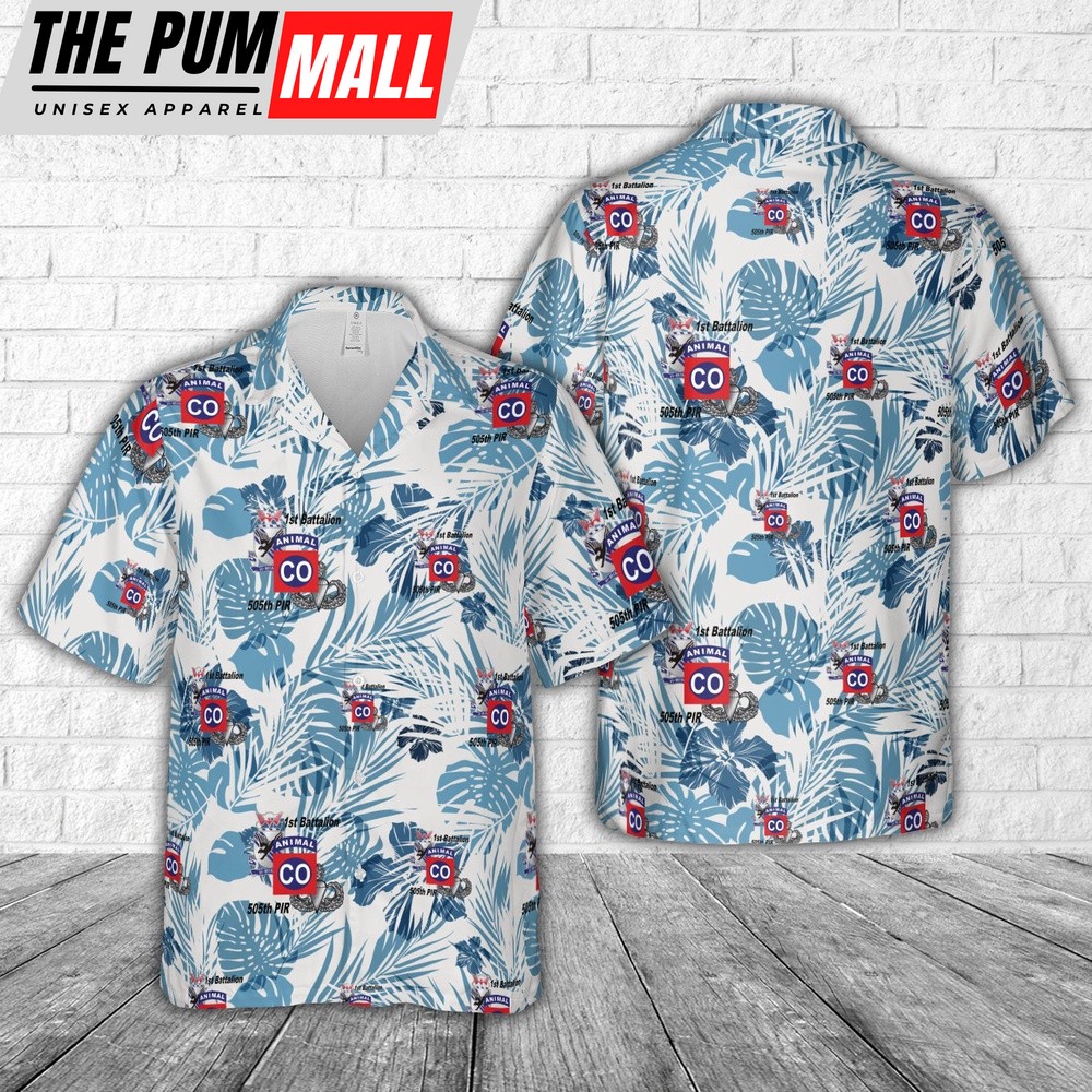 Army Hawaiian Shirt, US Army A Co. 1-505 PIR Hawaiian Shirt, Military Aloha Shirt