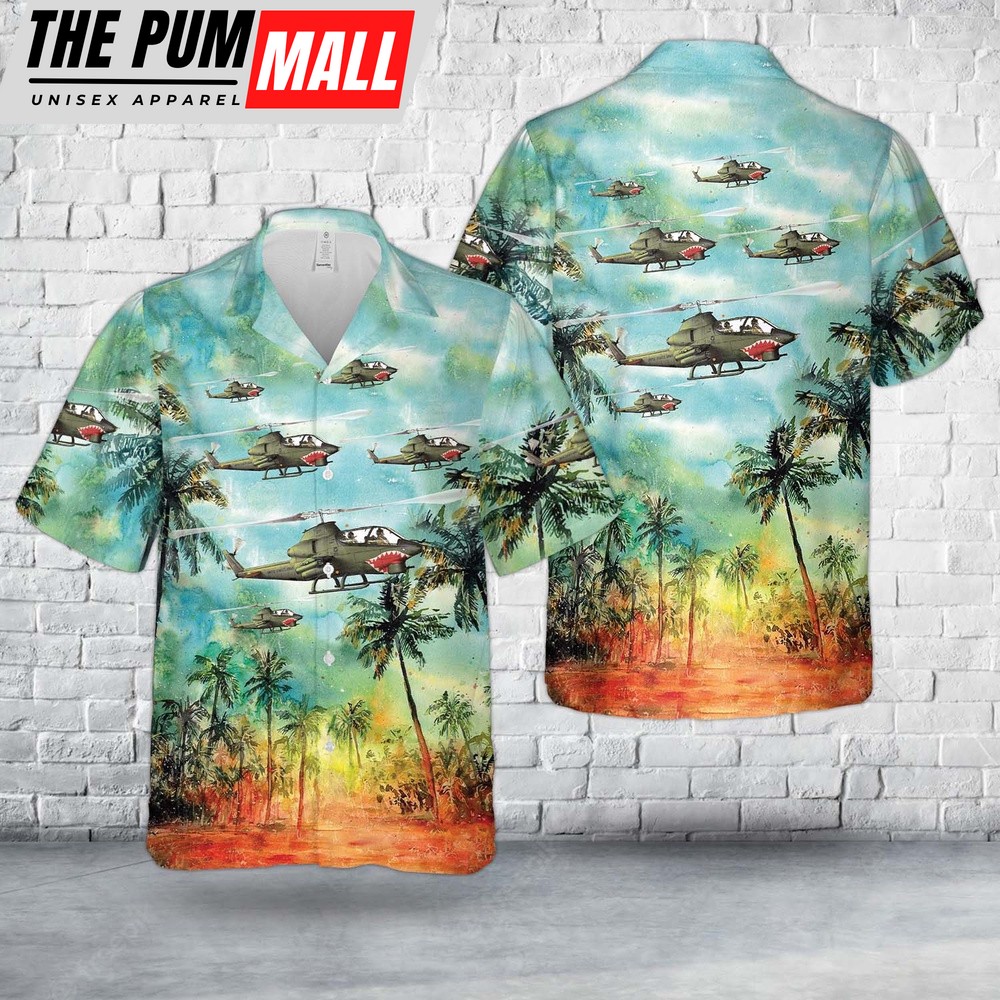 Army Hawaiian Shirt, US Army AH-1 Huey Cobra Gunship (Snake) Hawaiian Shirt, Military Aloha Shirt