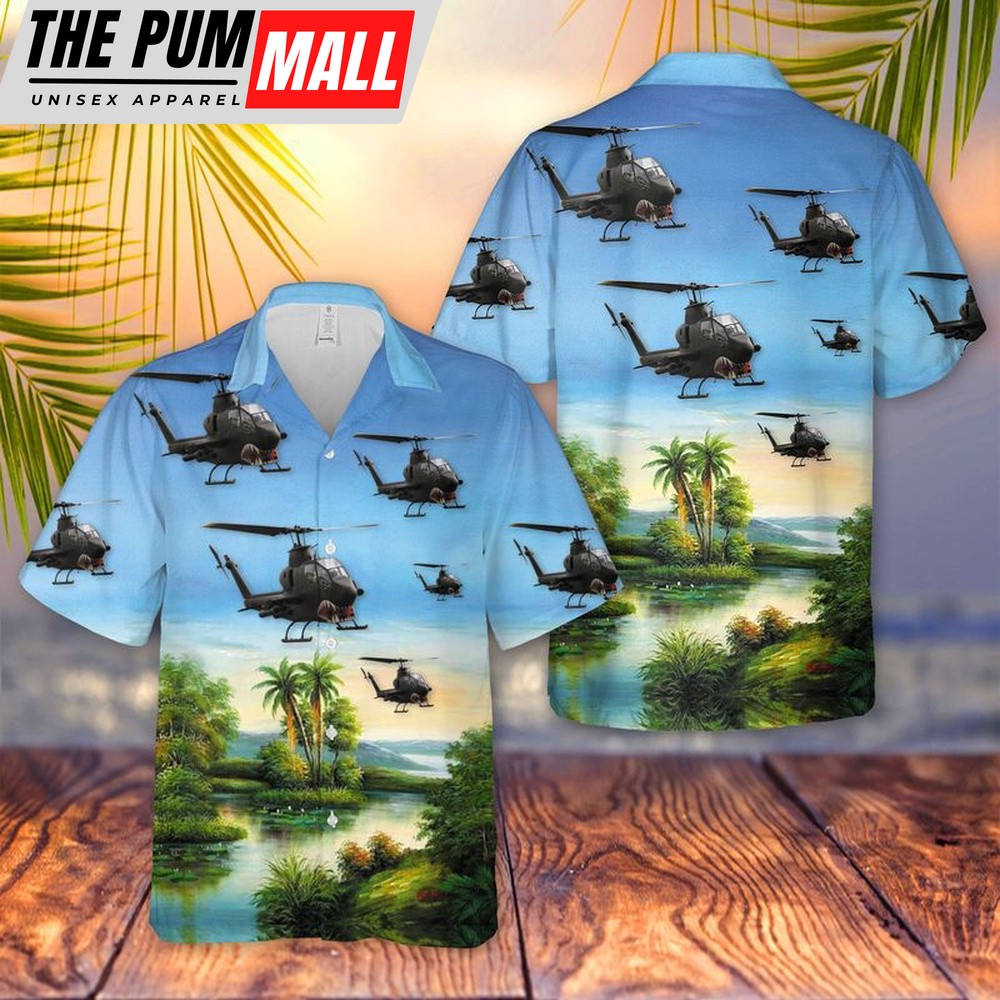 Army Hawaiian Shirt, US Army AH-1 Huey Cobra Hawaiian Shirt, Military Aloha Shirt