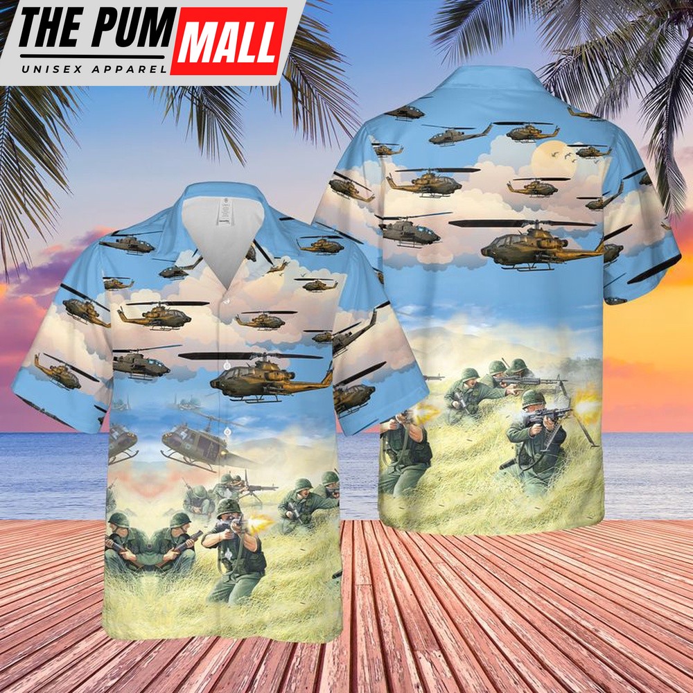 Army Hawaiian Shirt, US Army AH-1F Cobra Hawaiian Shirt, Military Aloha Shirt