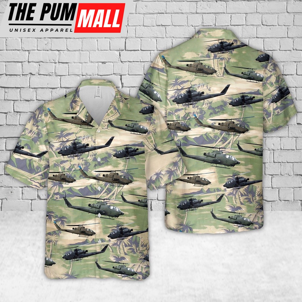 Army Hawaiian Shirt, US Army AH-1F Hawaiian Shirt, Military Aloha Shirt