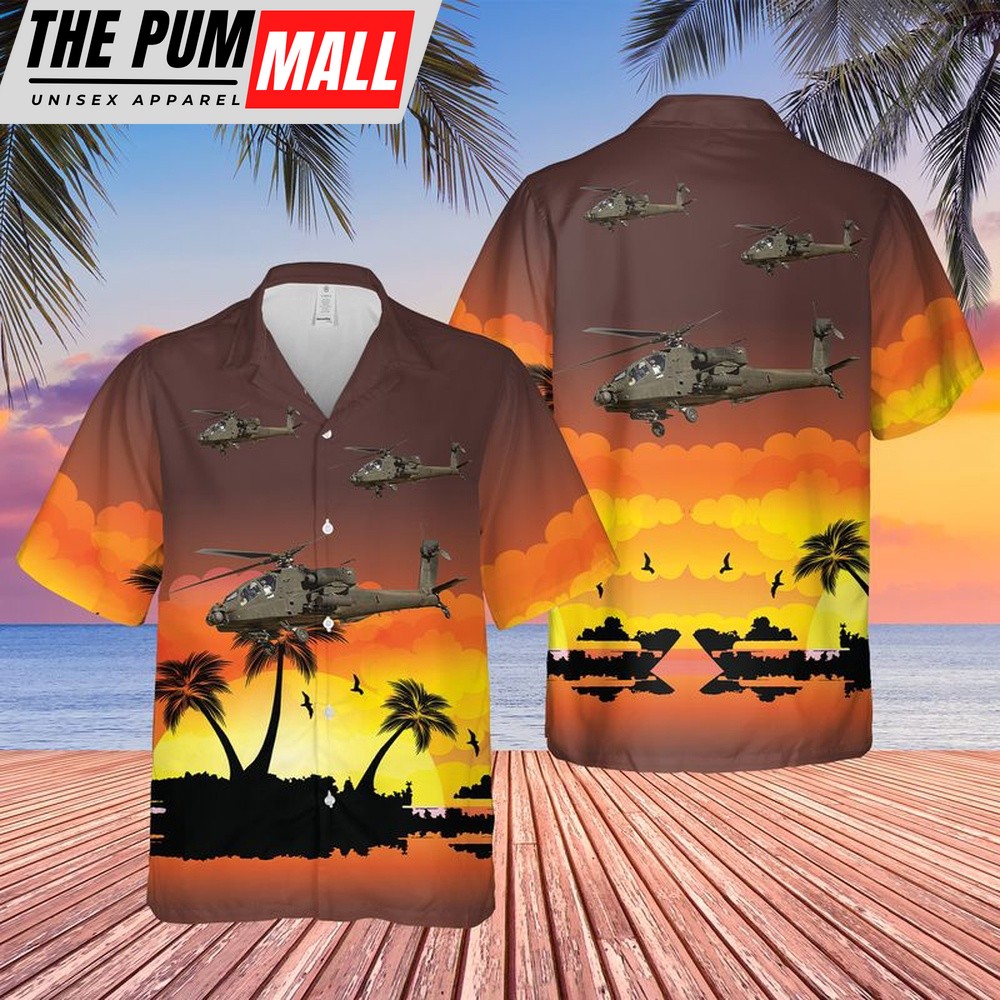 Army Hawaiian Shirt, US Army AH-64D Apache Longbow Helicopter From 1st Battalion, 101st Aviation Regiment Hawaiian Shirt