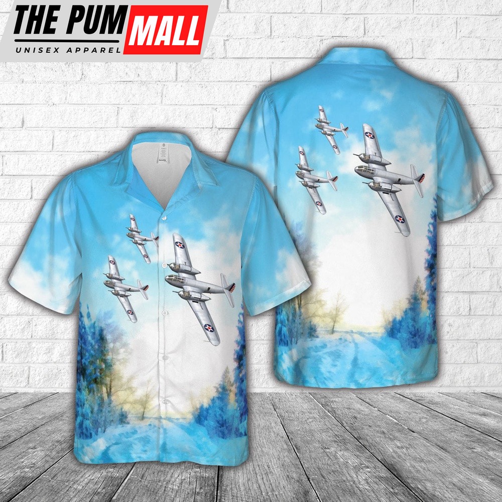 Army Hawaiian Shirt, US Army Air Corps Bell YFM-1B Airacuda Hawaiian Shirt, Military Aloha Shirt