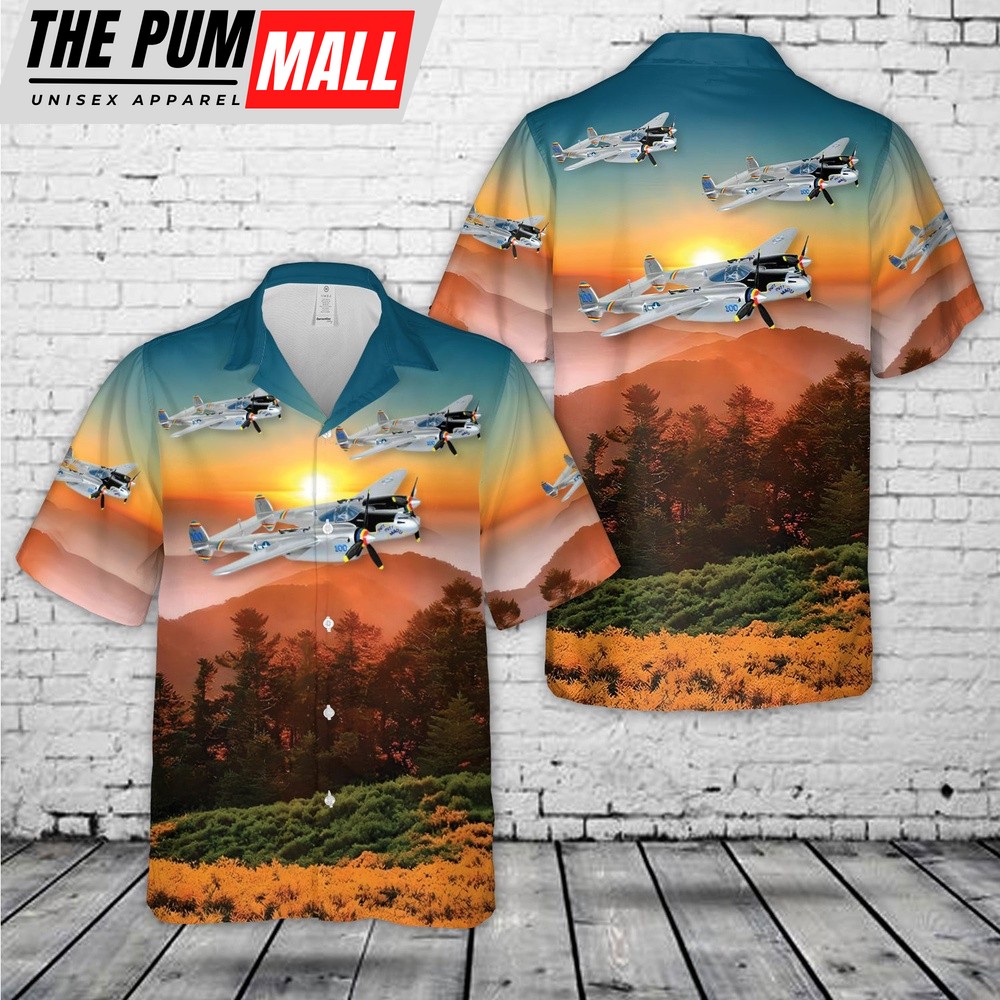 Army Hawaiian Shirt, US Army Air Corps Lockheed P-38 Lightning Putt Putt Maru World War II-era American Hawaiian Shirt