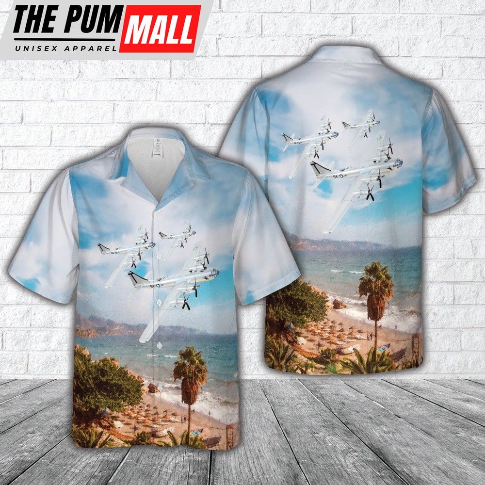 Army Hawaiian Shirt, US Army Air Forces 875th BS Boeing B-29 Superfortress T Square 54 Hawaiian Shirt, Military Aloha Shirt