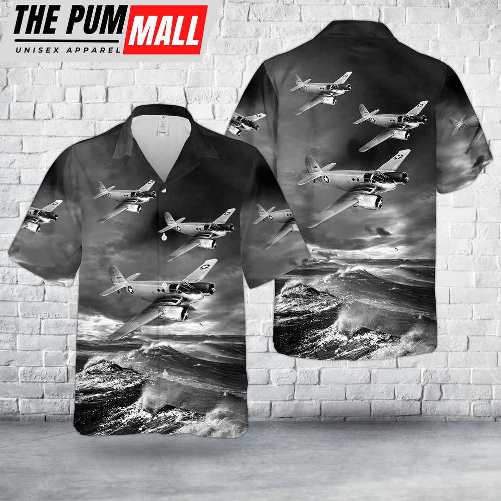 Army Hawaiian Shirt, US Army Air Forces Beechcraft AT-10-GF Wichita (42-34584) In WWII Hawaiian Shirt, Military Aloha Shirt