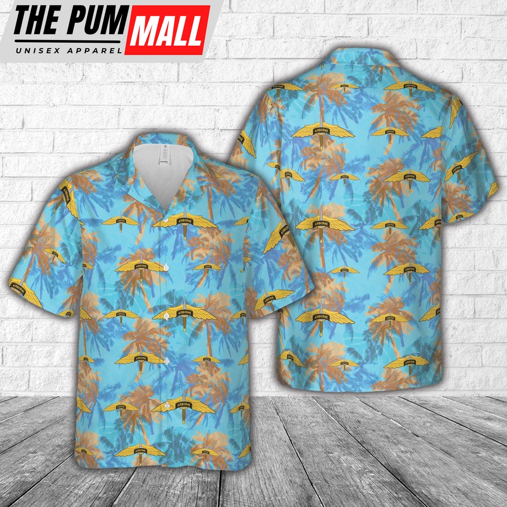 Army Hawaiian Shirt, US Army Airborne School, Military Freefall Parachutist Badge Hawaiian Shirt, Military Aloha Shirt