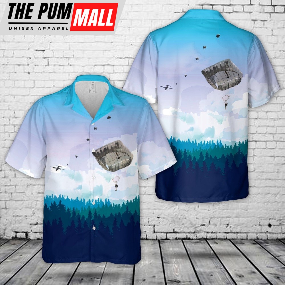 Army Hawaiian Shirt, US Army Airborne School Students jump from a C-130 using T-11 parachutes Hawaiian Shirt