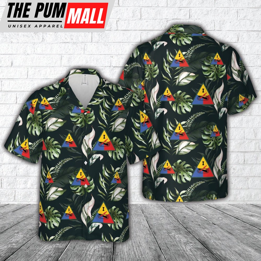 Army Hawaiian Shirt, US Army Armor Forces WW2 1st Armored Corps Hawaiian Shirt, Military Aloha Shirt