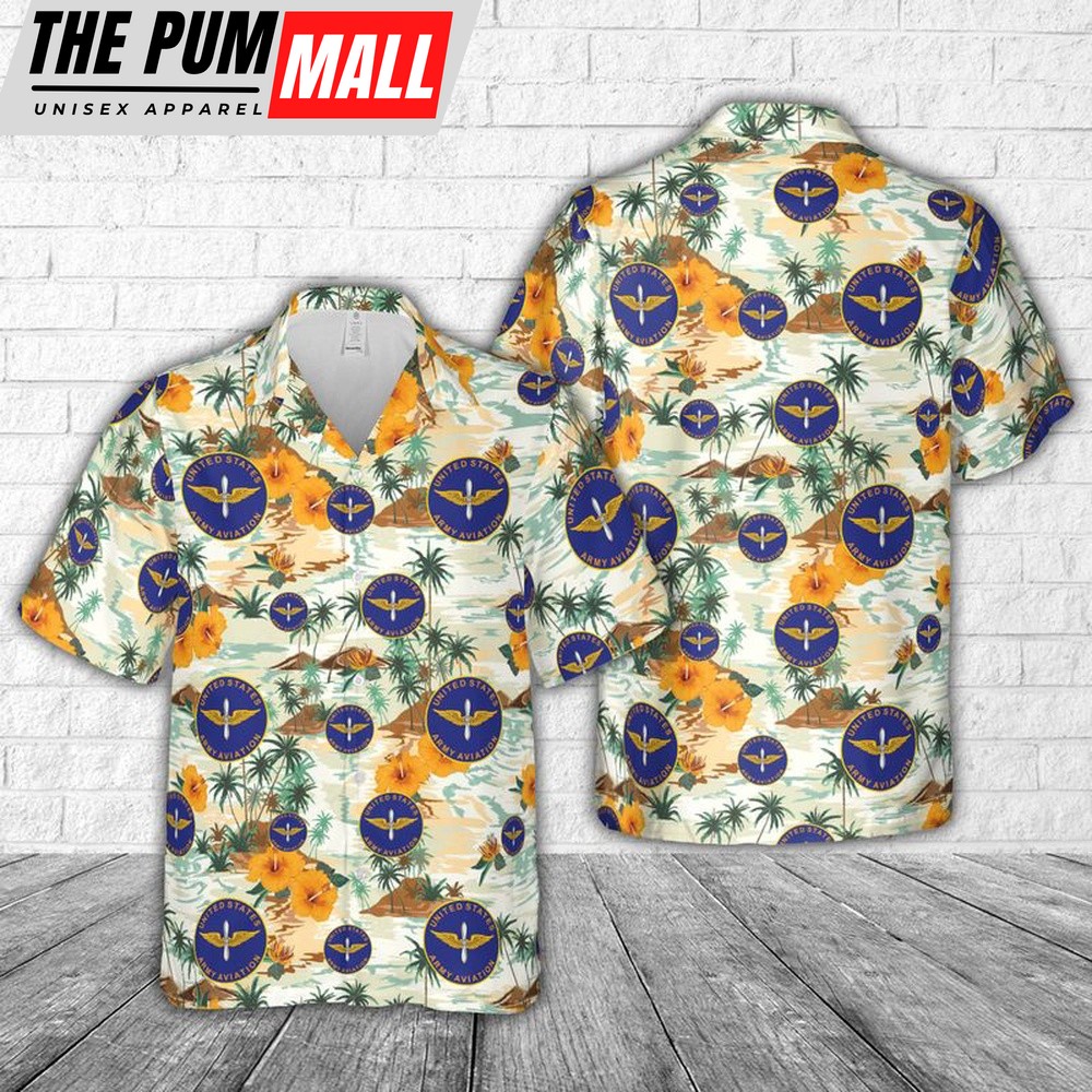 Army Hawaiian Shirt, US Army Aviation Branch Plaque Hawaiian Shirt, Military Aloha Shirt