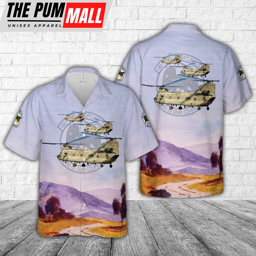 Army Hawaiian Shirt, US Army B Co 1-214th Avn Big Windy Ch-47 Hawaiian Shirt, Military Aloha Shirt