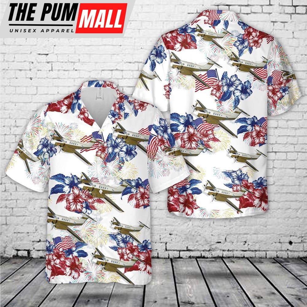 Army Hawaiian Shirt, US Army Beechcraft C-12 Huron aircraft, 4th Of July Hawaiian Shirt, Military Aloha Shirt