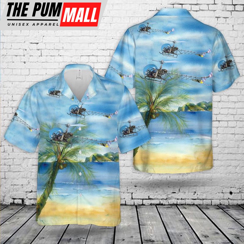 Army Hawaiian Shirt, US Army Bell 47 Hawaiian Shirt, Military Aloha Shirt