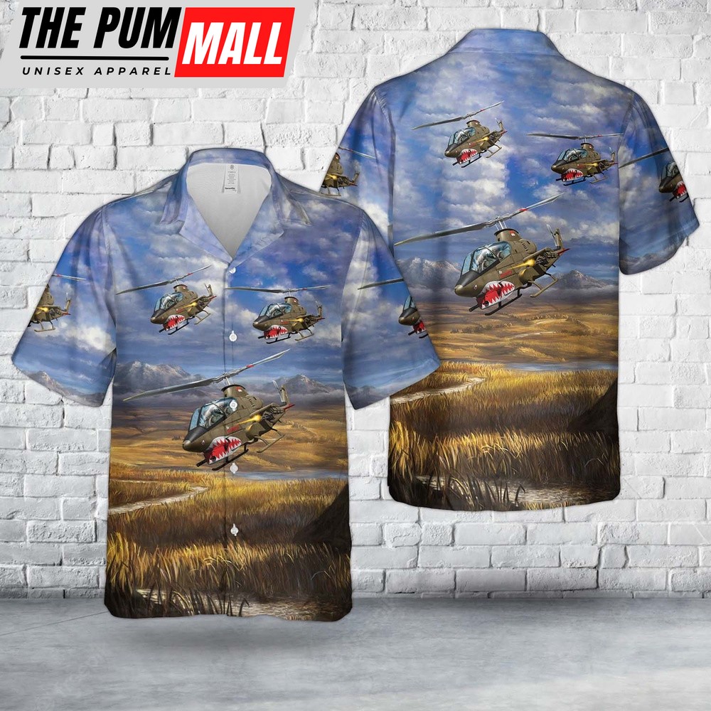 Army Hawaiian Shirt, US Army Bell AH-1G Cobra Hawaiian Shirt, Military Aloha Shirt