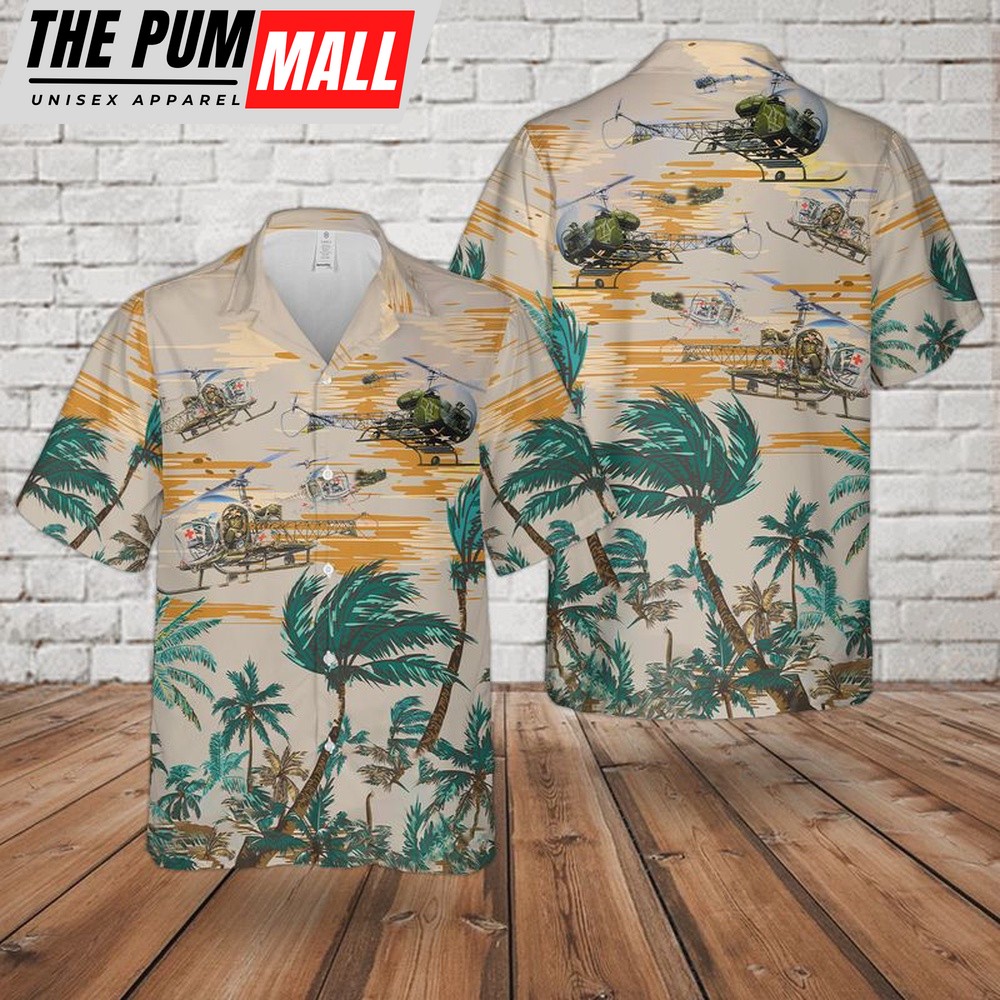 Army Hawaiian Shirt, US Army Bell H-13 Sioux Hawaiian Shirt, Military Aloha Shirt