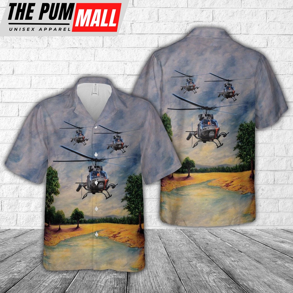 Army Hawaiian Shirt, US Army Bell Helicopter OH-58F Hawaiian Shirt, Military Aloha Shirt
