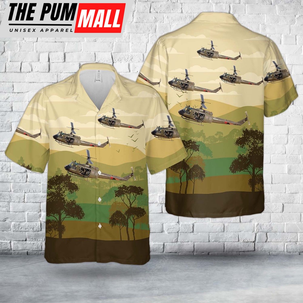 Army Hawaiian Shirt, US Army Bell UH-1H Iroquois (205) Hawaiian Shirt, Military Aloha Shirt