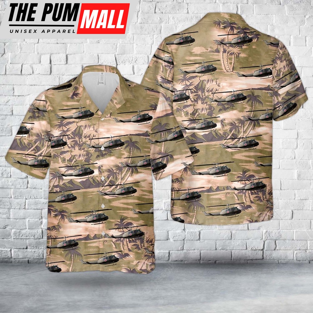 Army Hawaiian Shirt, US Army Bell UH-1V Iroquois (205) Hawaiian Shirt, Military Aloha Shirt