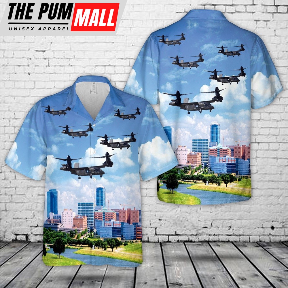 Army Hawaiian Shirt, US Army Bell V-280 Valor Flying Over Fort Worth, Texas Hawaiian Shirt, Military Aloha Shirt
