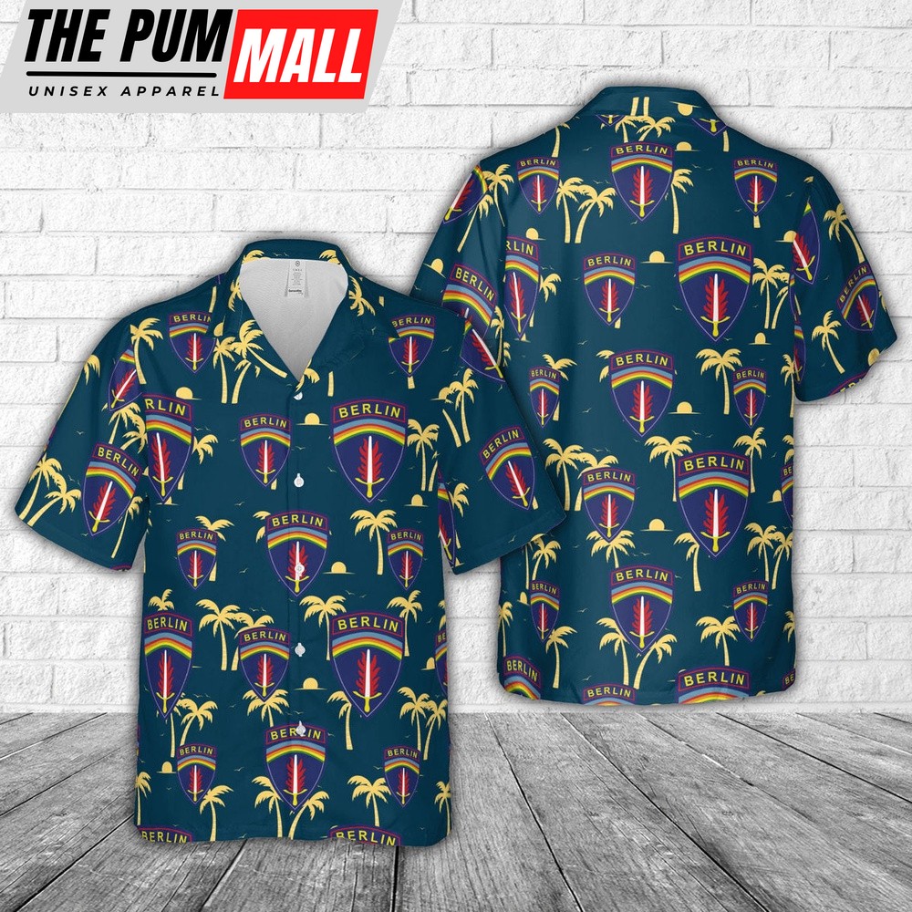 Army Hawaiian Shirt, US Army Berlin Brigade Hawaiian Shirt, Military Aloha Shirt