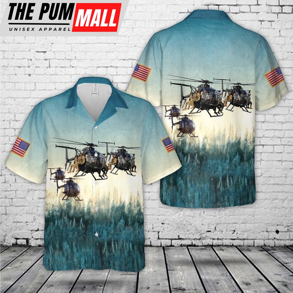 Army Hawaiian Shirt, US Army Boeing AH-6 The Little Bird Hawaiian Shirt, Military Aloha Shirt
