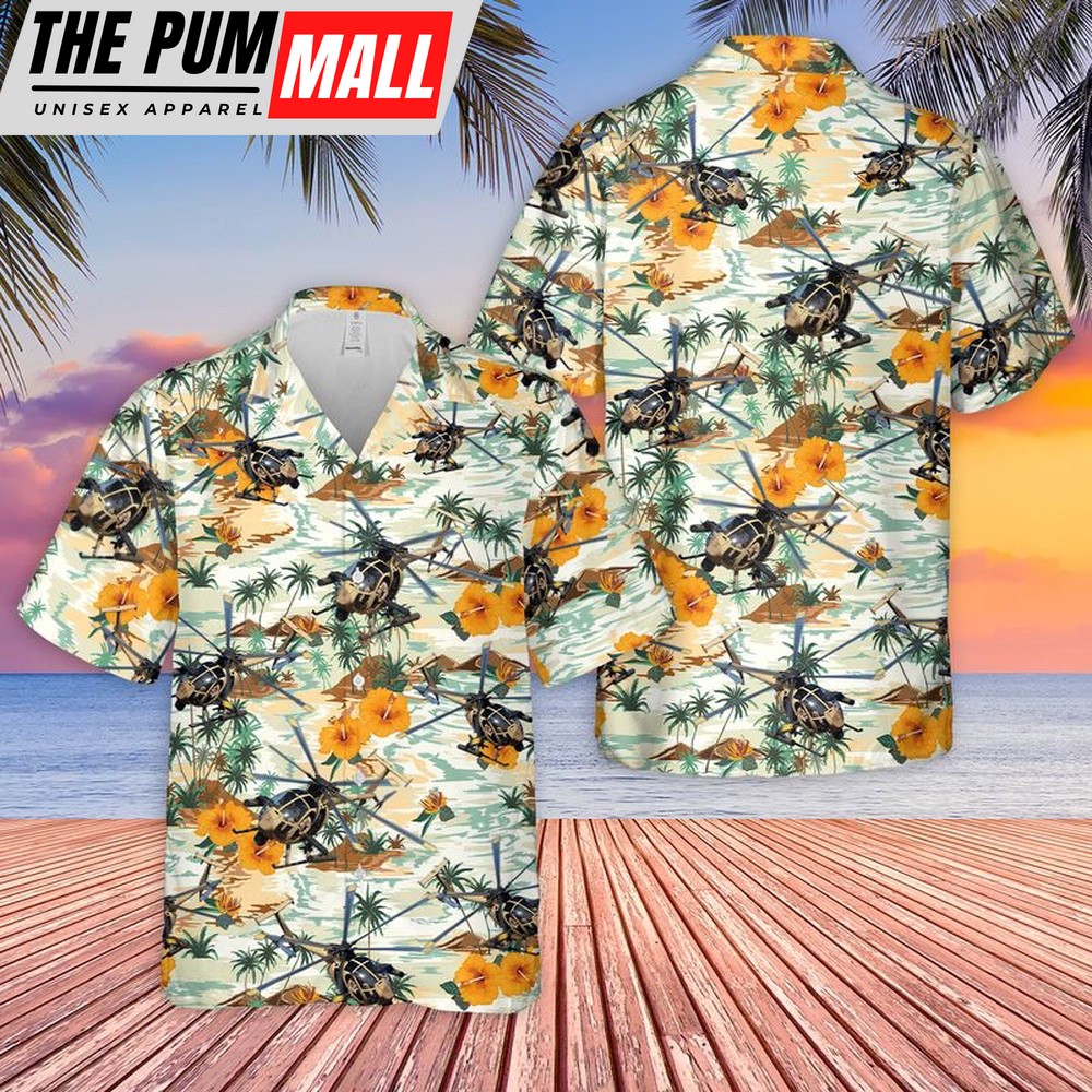 Army Hawaiian Shirt, US Army Boeing AH-6 The Little Bird The Killer Egg Hawaiian Shirt, Military Aloha Shirt