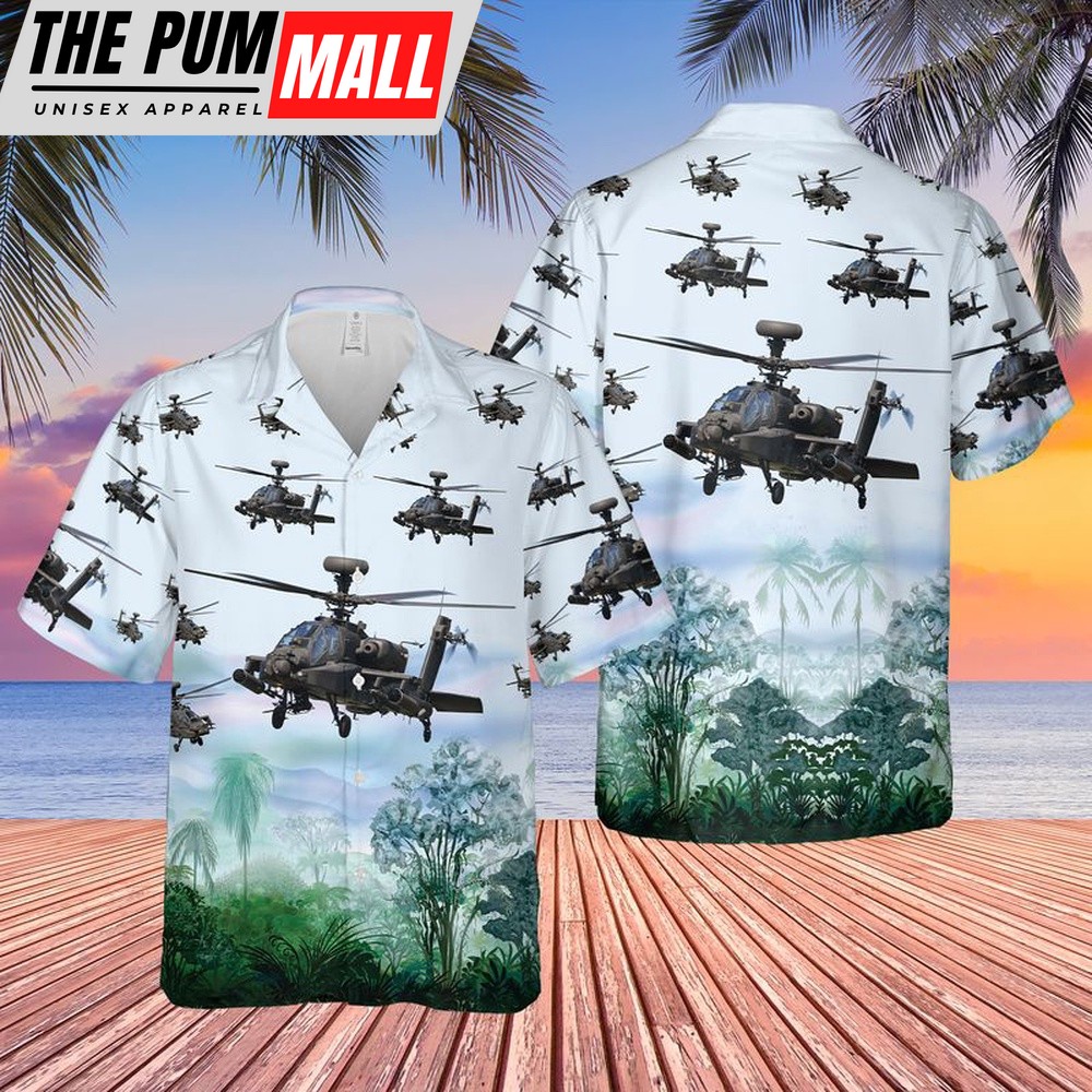 Army Hawaiian Shirt, US Army Boeing AH-64 Apache Hawaiian Shirt, Military Aloha Shirt