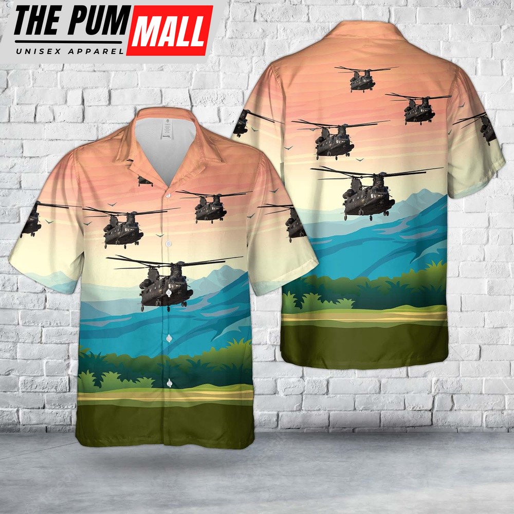 Army Hawaiian Shirt, US Army Boeing MH-47G Chinook (414) Hawaiian Shirt, Military Aloha Shirt