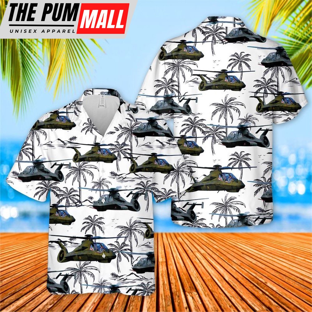 Army Hawaiian Shirt, US Army Boeing Sikorsky RAH-66 Comanche Hawaiian Shirt, Military Aloha Shirt