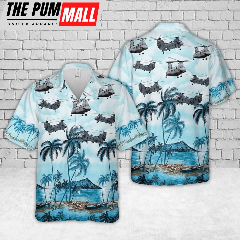 Army Hawaiian Shirt, US Army Boeing Vertol CH-46 Sea Knight Hawaiian Shirt, Military Aloha Shirt