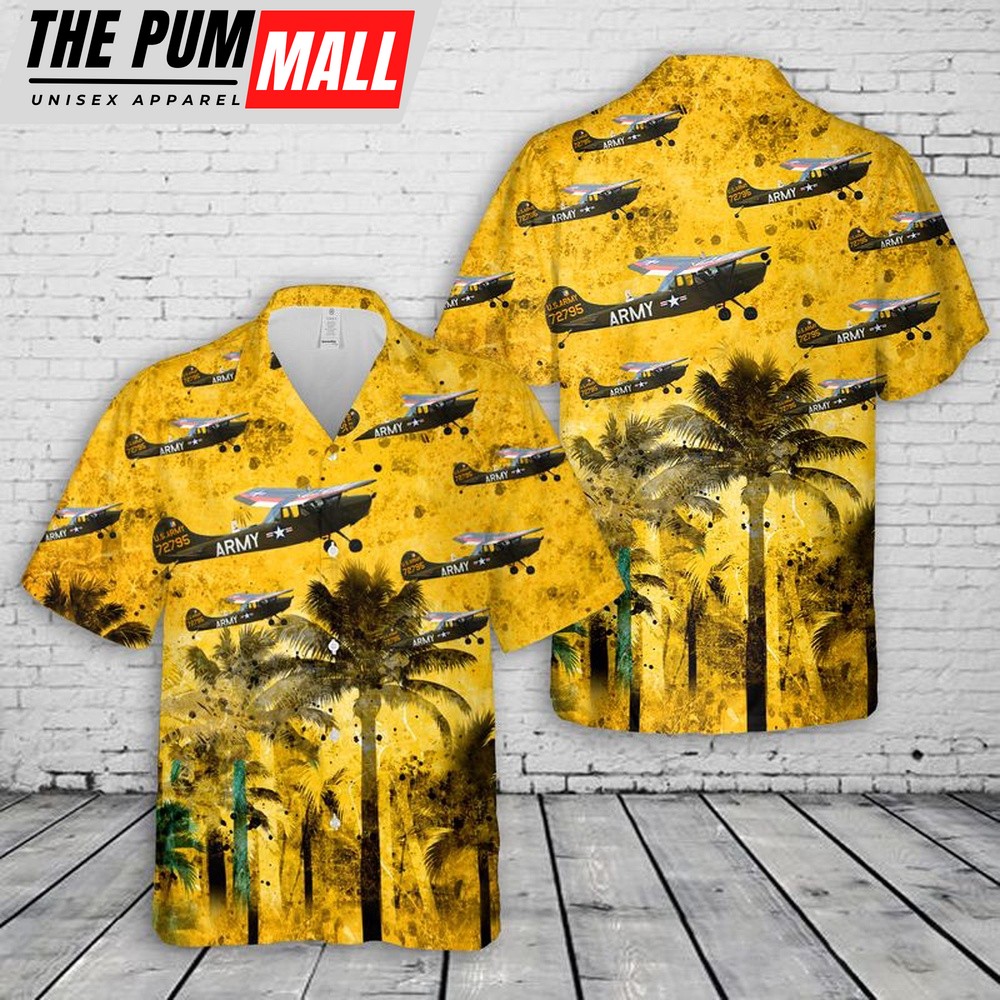 Army Hawaiian Shirt, US Army Cessna O-1 Bird Dog Hawaiian Shirt, Military Aloha Shirt