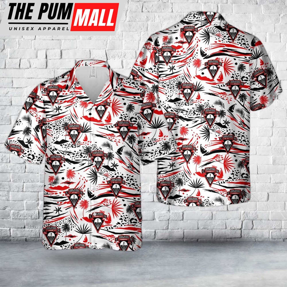 Army Hawaiian Shirt, US Army Charlie Company, 52nd Infantry (LRS)(ABN) Hawaiian Shirt, Military Aloha Shirt