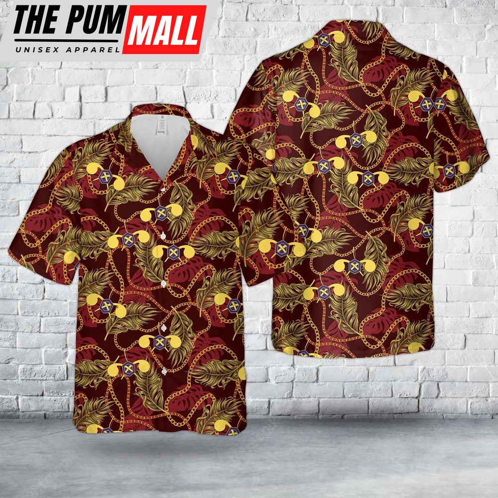 Army Hawaiian Shirt, US Army Chemical Corps Branch Insignia Hawaiian Shirt, Military Aloha Shirt