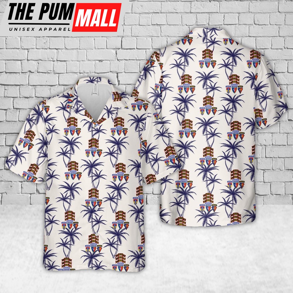 Army Hawaiian Shirt, US Army Co D (Ranger), 151st Infantry (Airborne) Hawaiian Shirt, Military Aloha Shirt