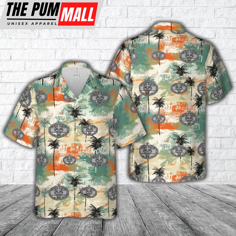 Army Hawaiian Shirt, US Army Combat Medical Badge (2nd Award) Hawaiian Shirt, Military Aloha Shirt