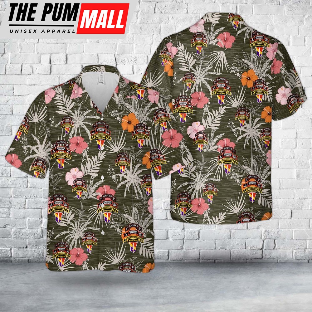 Army Hawaiian Shirt, US Army Company C (Airborne Ranger), 75th Infantry Hawaiian Shirt, Military Aloha Shirt