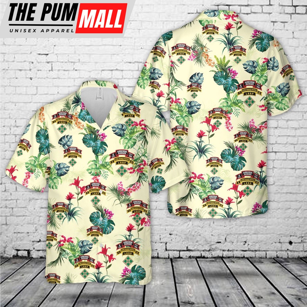 Army Hawaiian Shirt, US Army Company K (RANGER), 75TH Infantry (Airborne) Hawaiian Shirt, Military Aloha Shirt