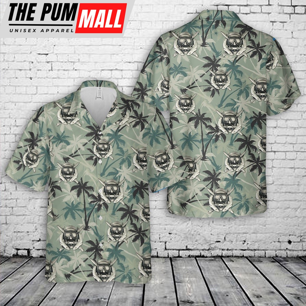 Army Hawaiian Shirt, US Army Current Army Special Operations Diver Badge Hawaiian Shirt, Military Aloha Shirt