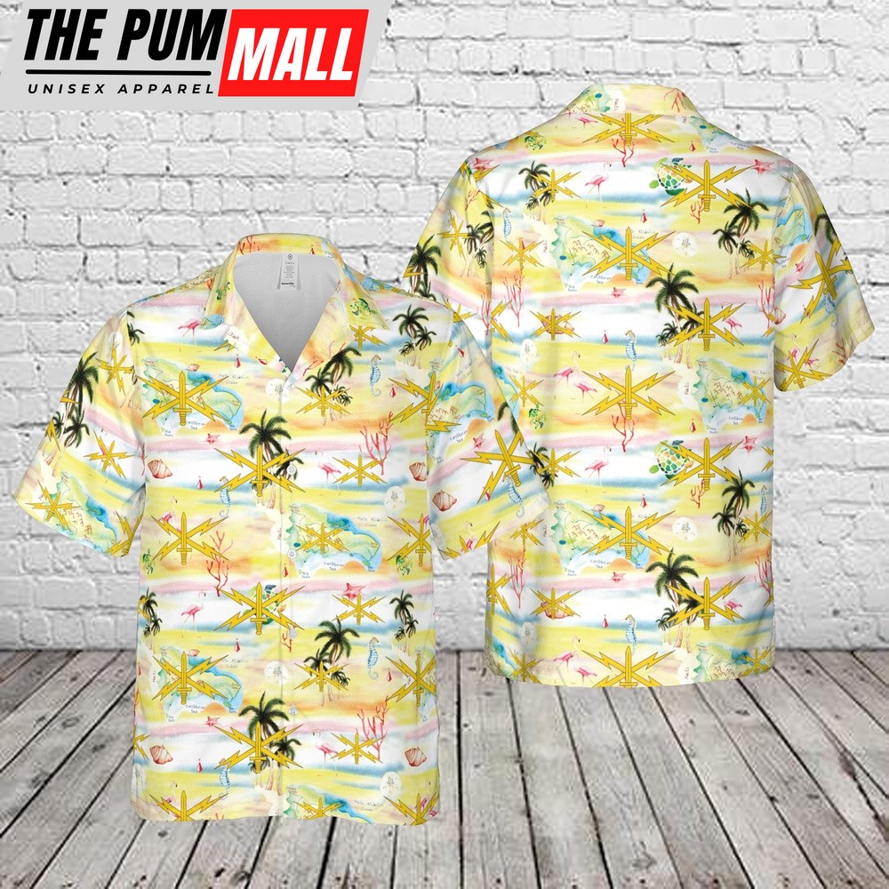 Army Hawaiian Shirt, US Army Cyber Corps Branch Insignia Hawaiian Shirt, Military Aloha Shirt
