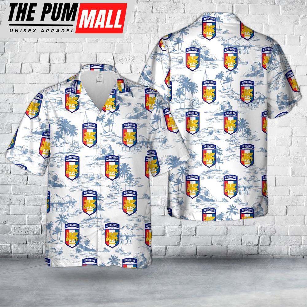 Army Hawaiian Shirt, US Army D Battery, 1-509th ABCT Southern European Task Force (SETAF) Hawaiian Shirt