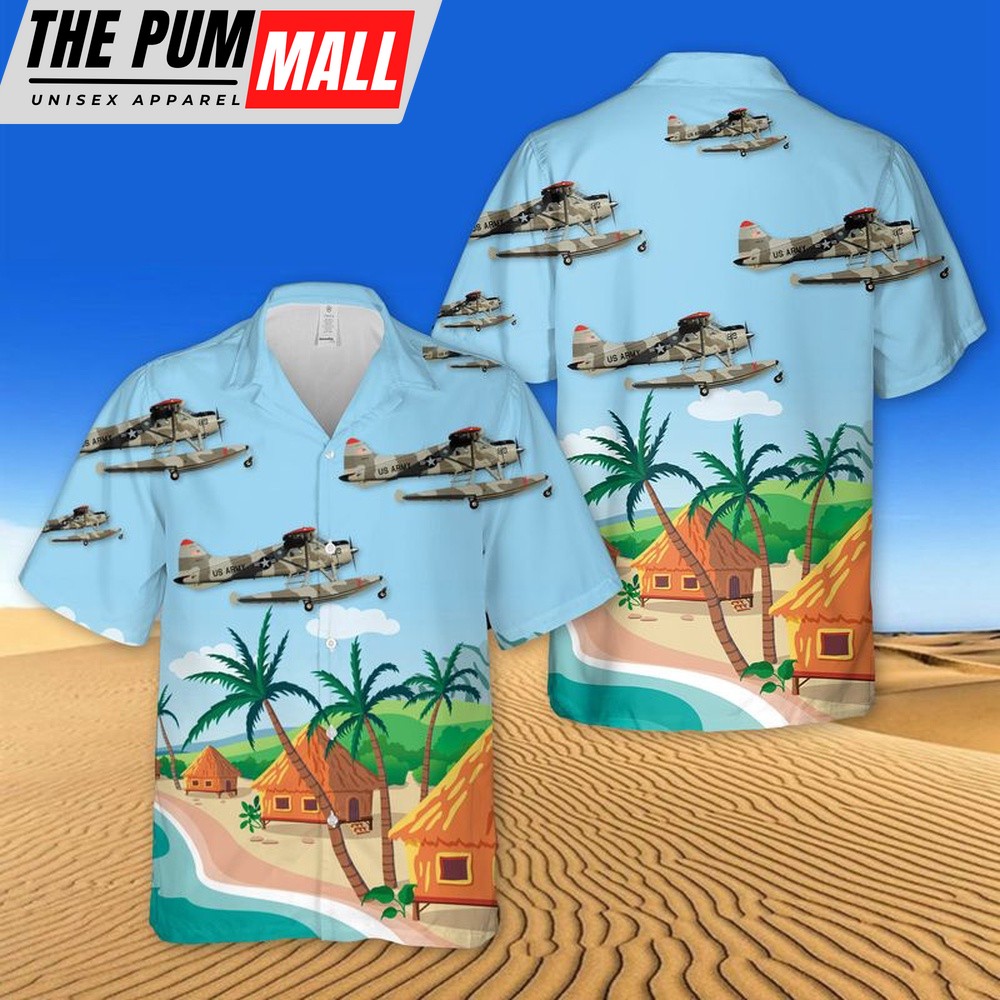 Army Hawaiian Shirt, US Army De Havilland Canada DHC-2 Beaver Hawaiian Shirt, Military Aloha Shirt